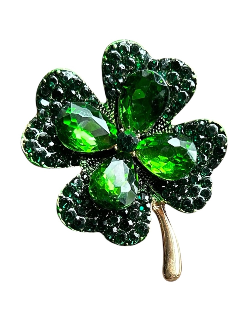 New Crystal Four Leaf Clover Brooch